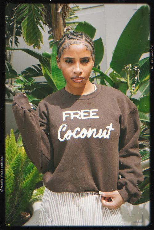Free Coconut Oversized Crewneck Sweatshirt – Cocoa Brown Limited Edition