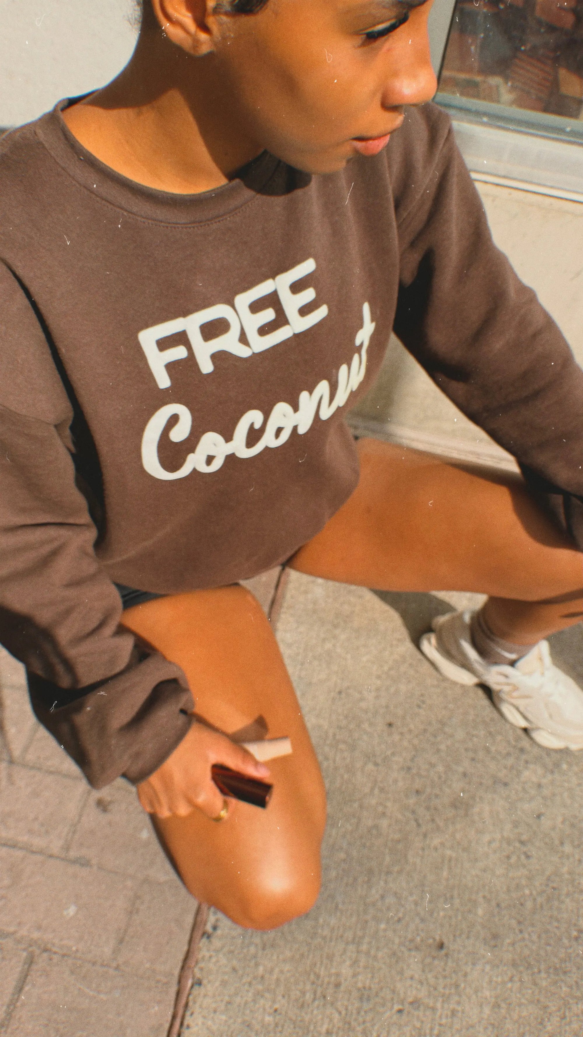 Free Coconut Oversized Crewneck Sweatshirt – Cocoa Brown Limited Edition