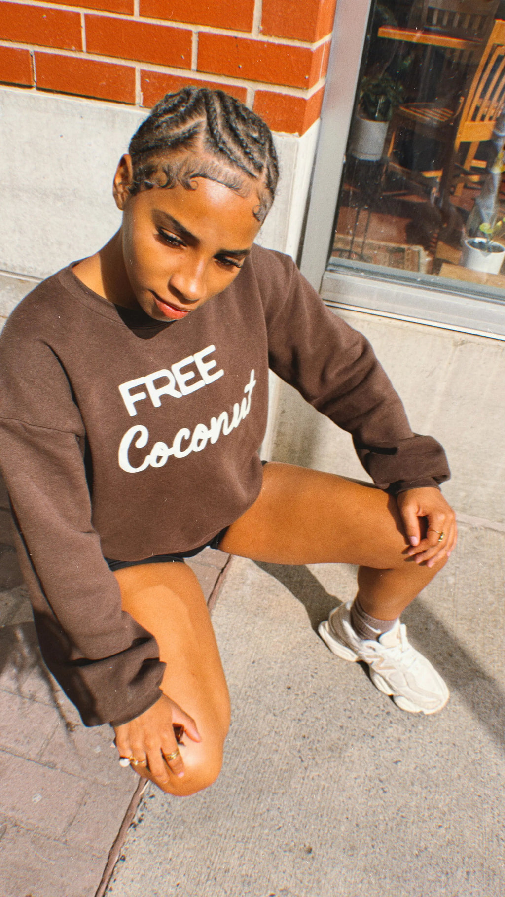 Free Coconut Oversized Crewneck Sweatshirt – Cocoa Brown Limited Edition